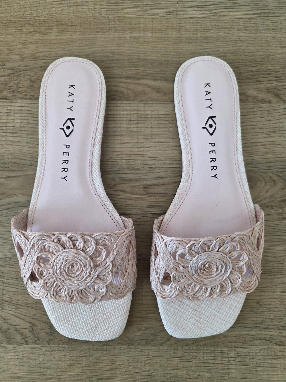 New - Katy Perry Collections Blush Braided Floral Slide Mules